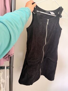 Arizona Jean Company Black Corduroy Zip-Front Pinafore